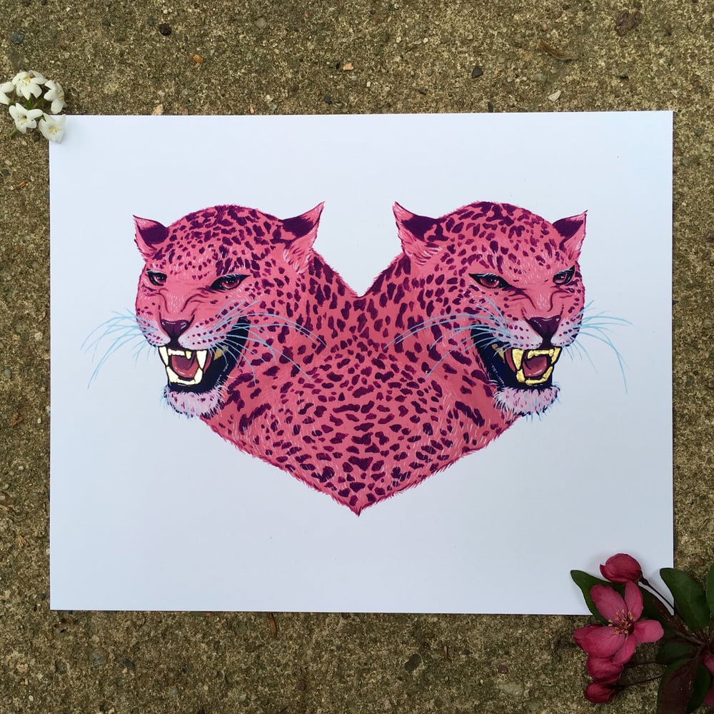 Image of Leopard Heart print w/gold teeth