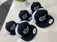 Black and white snap backs