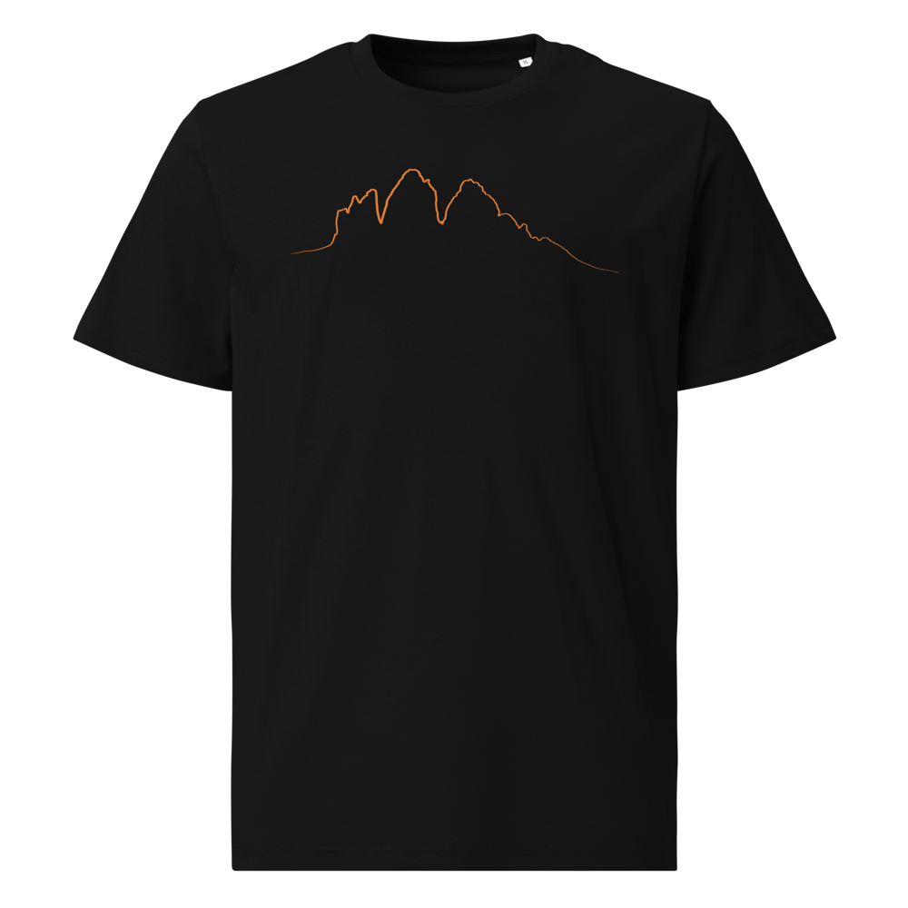 Tre Cime di Lavaredo PULSE T-shirt in Cotone Organico Unisex Nero / orange