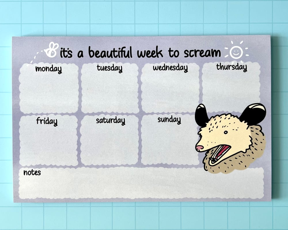 Image of Screaming possum weekly planner notepad
