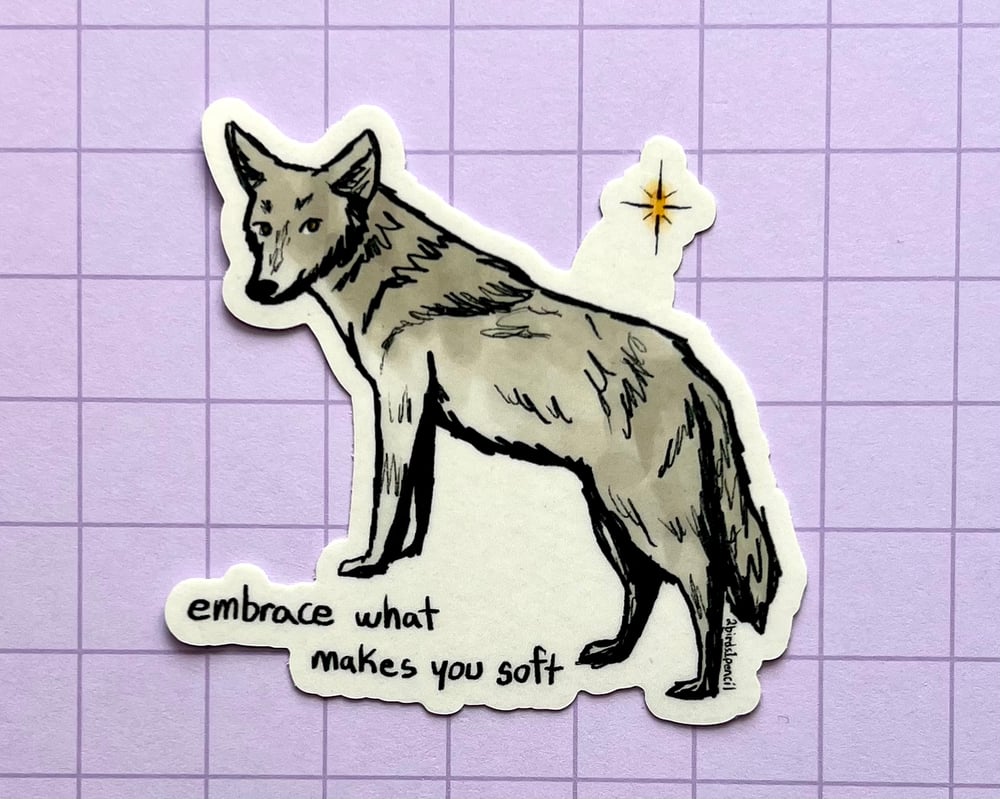 Image of Starry-eyed coyote vinyl sticker