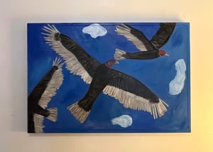 Image of Turkey Vultures - large oil painting on panel