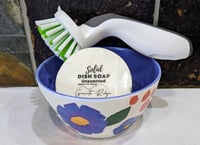 Image 1 of Solid Dish Soap Bar with Brush & Decorative Bowl