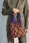 SUEDE MACRAME' BAG - Purple / Camel