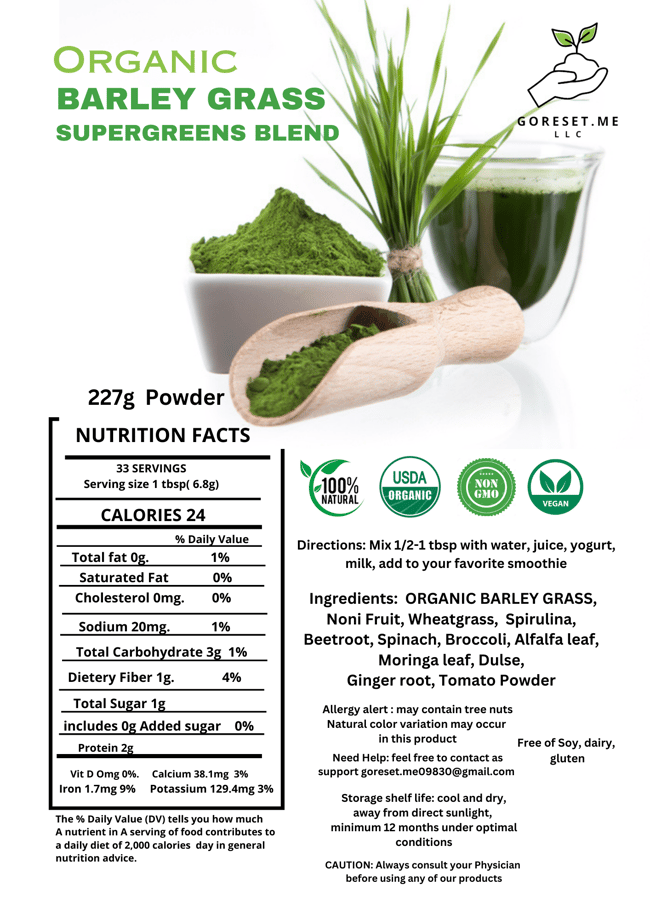 ORGANIC BARLEY GRASS SUPERGREENS BLEND