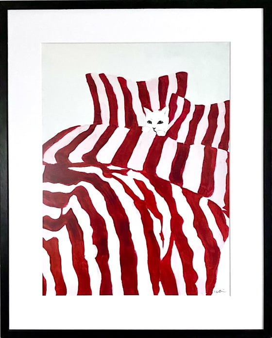 Image of A5/A4/A3 Print # The cat trying to sleep in stripes - 100KR/250KR/500KR