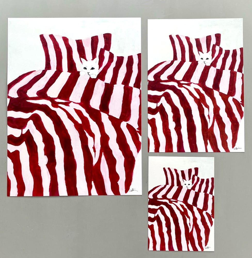 Image of A5/A4/A3 Print # The cat trying to sleep I striped - 100KR/250KR/500KR