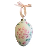 Hand Painted Pink Hydrangea Ceramic Egg
