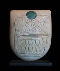 PETER HAYES - UNIQUE CERAMIC SCULPTURE WITH BRONZE DISC