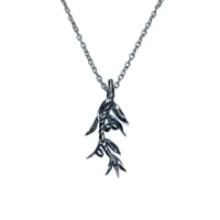 Image 1 of Large Olive Branch necklace in oxidized sterling silver (GAZA FUNDRAISER)