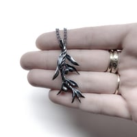 Image 2 of Large Olive Branch necklace in oxidized sterling silver (GAZA FUNDRAISER)