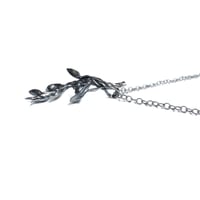 Image 3 of Large Olive Branch necklace in oxidized sterling silver (Gaza fundraiser)