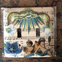 Collaged Light Switch Plate Double Gang Cupids Flowers Music