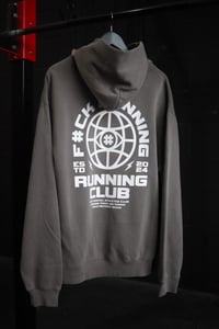 Image 1 of F#CK RUNNING RUNNING CLUB/GREY FADED HOODIE