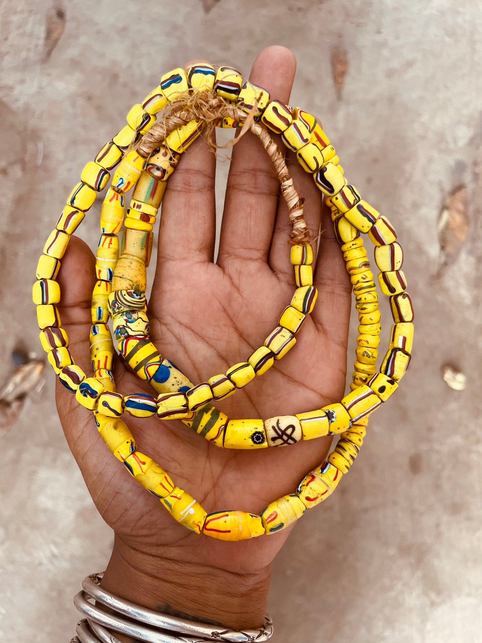 Image of Antique African Trade Beads (yellows w/ heart bead)