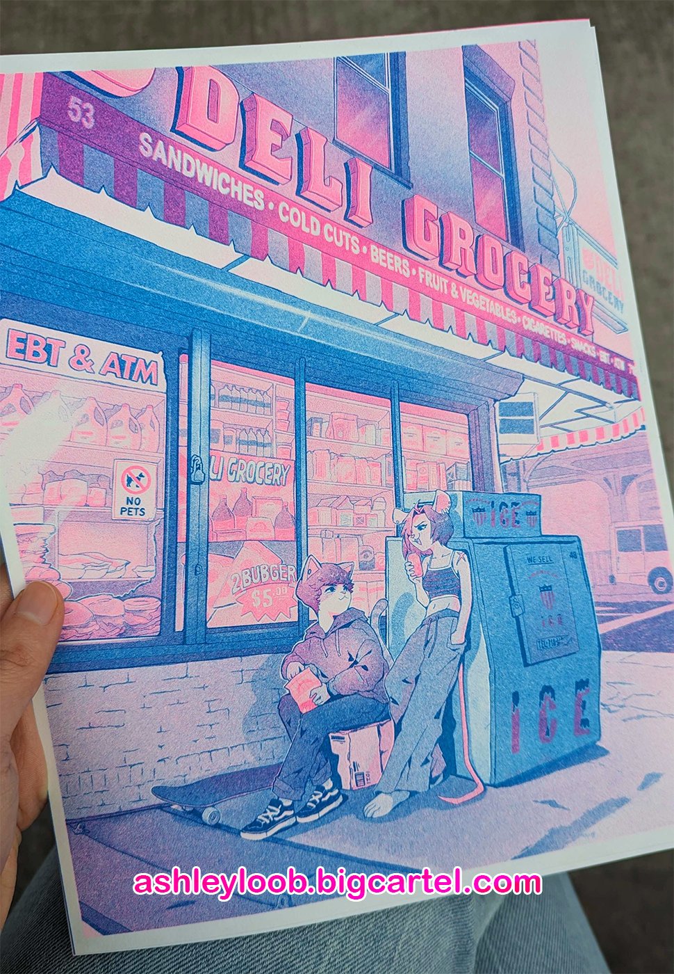 [limited run!] Deli Grocery 2 color risograph print