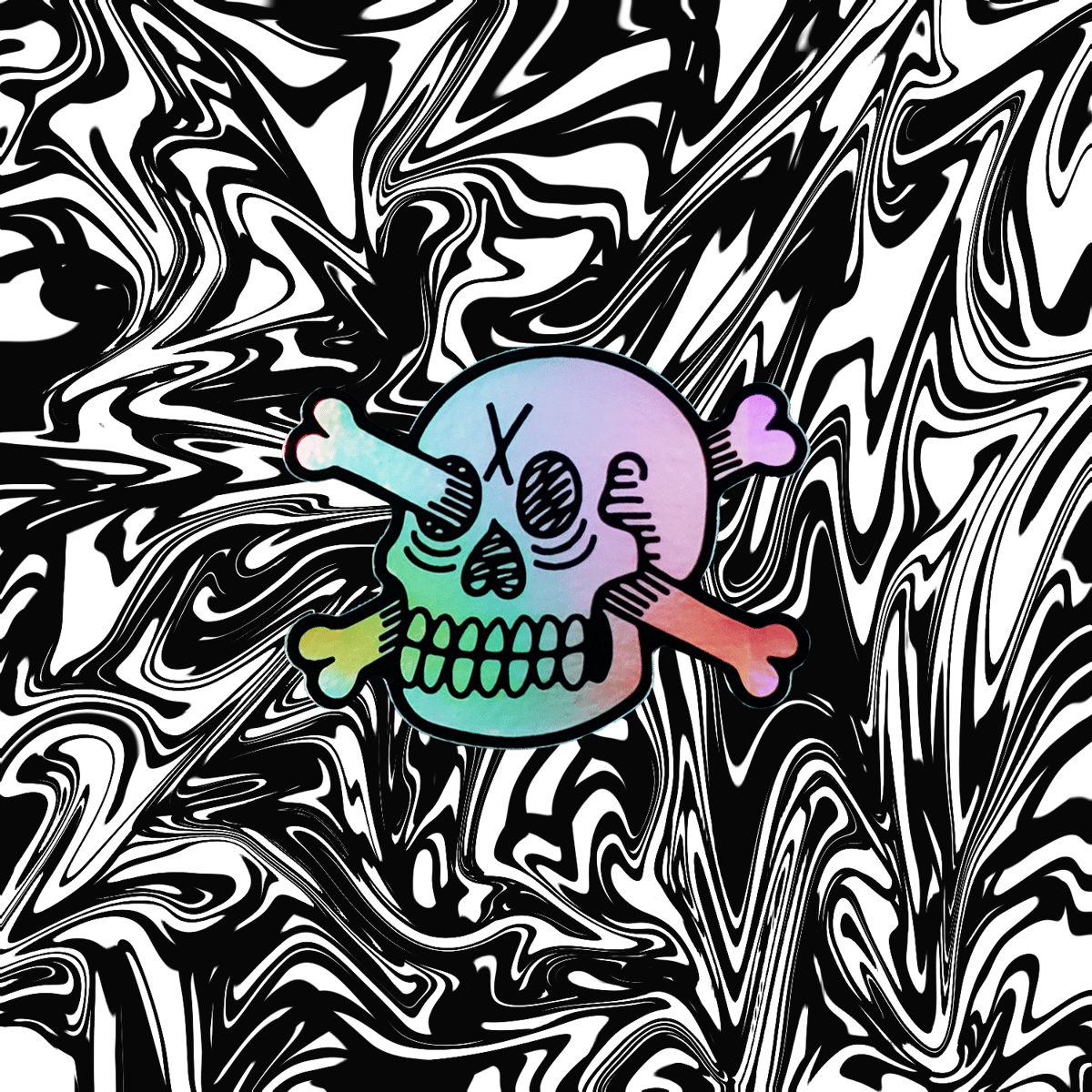 Image of Holo-Crossbones - Holographic Skull Sticker