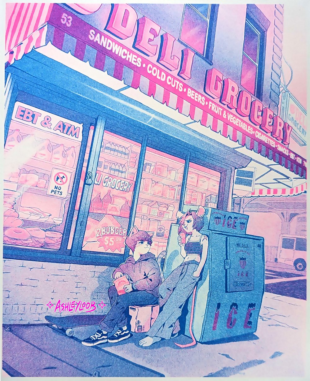 [limited run!] Deli Grocery 2 color risograph print