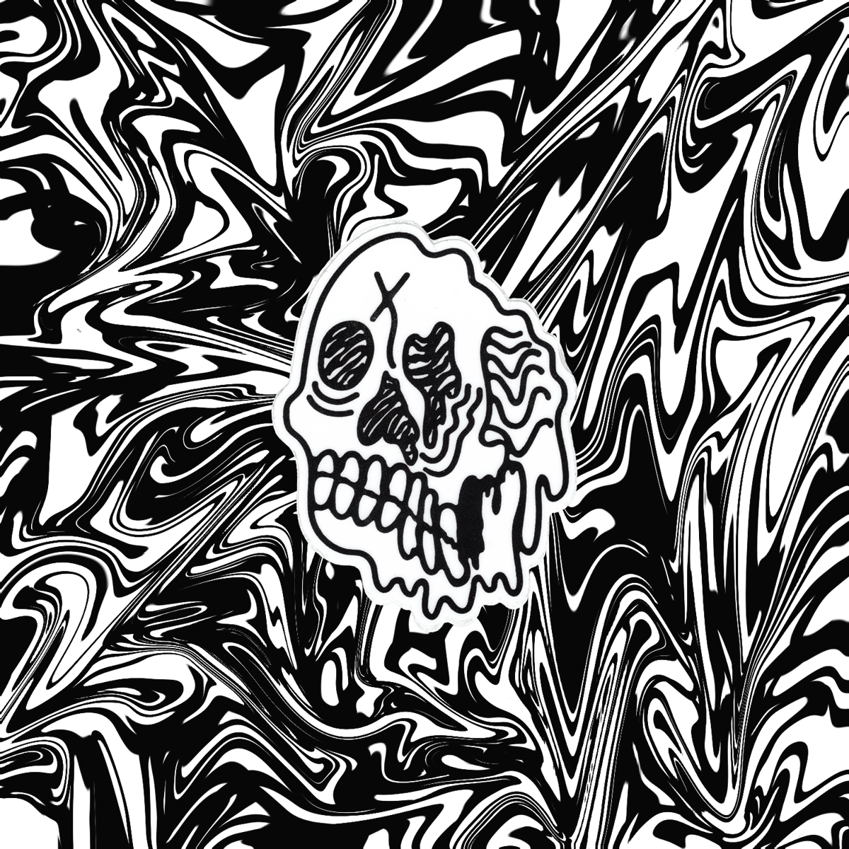 Image of Melted Skull - Skull sticker