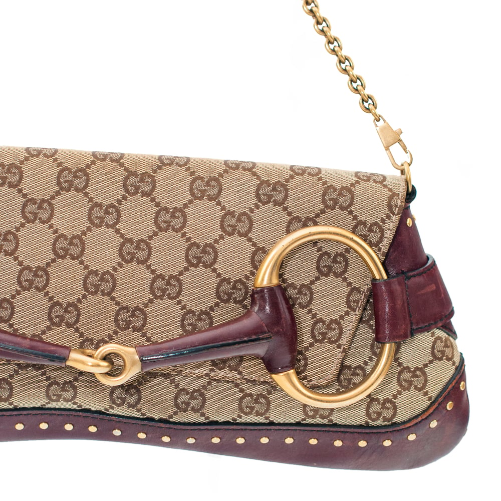 Image of Gucci by Tom Ford Horsebit Brown Monogram Chain Bag