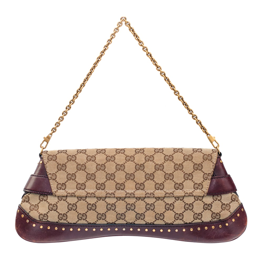 Image of Gucci by Tom Ford Horsebit Brown Monogram Chain Bag