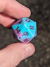 Image 2 of Turquoise and Plum Sparkly Swirl Standard D20 Single