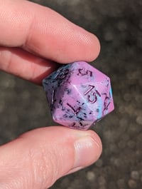 Image 3 of Turquoise and Plum Sparkly Swirl Standard D20 Single