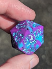 Image 2 of Turquoise and Plum Swirl Fairy Fire 22mm D20 Single