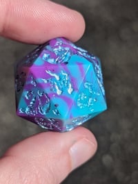 Image 3 of Turquoise and Plum Swirl Fairy Fire 22mm D20 Single