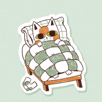 Image 1 of kitty in a bed sticker