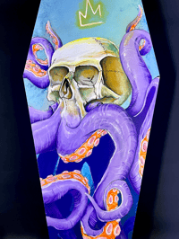 Image 2 of "Sea King" Acrylic Painting on Coffin shaped panel FREE SHIPPING!