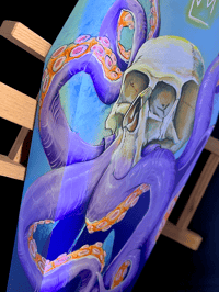 Image 3 of "Sea King" Acrylic Painting on Coffin shaped panel FREE SHIPPING!