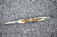 Image 1 of Dime Turquoise Feather Pen, Southwest Mesa Ballpoint with Pheasant Plumage, #0292