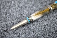 Image 2 of Dime Turquoise Feather Pen, Southwest Mesa Ballpoint with Pheasant Plumage, #0292