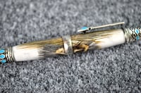 Image 4 of Dime Turquoise Feather Pen, Southwest Mesa Ballpoint with Pheasant Plumage, #0292