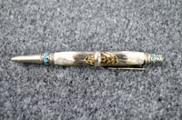 Image 5 of Dime Turquoise Feather Pen, Southwest Mesa Ballpoint with Pheasant Plumage, #0292