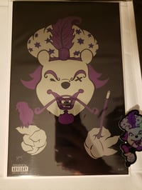 Image 3 of Poohlinko purple metal. 17 print run (Plus HOLOGRAPHIC sticker)