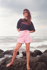 Image 1 of Classic - Women pink with white contrast stitch 100% cotton board short