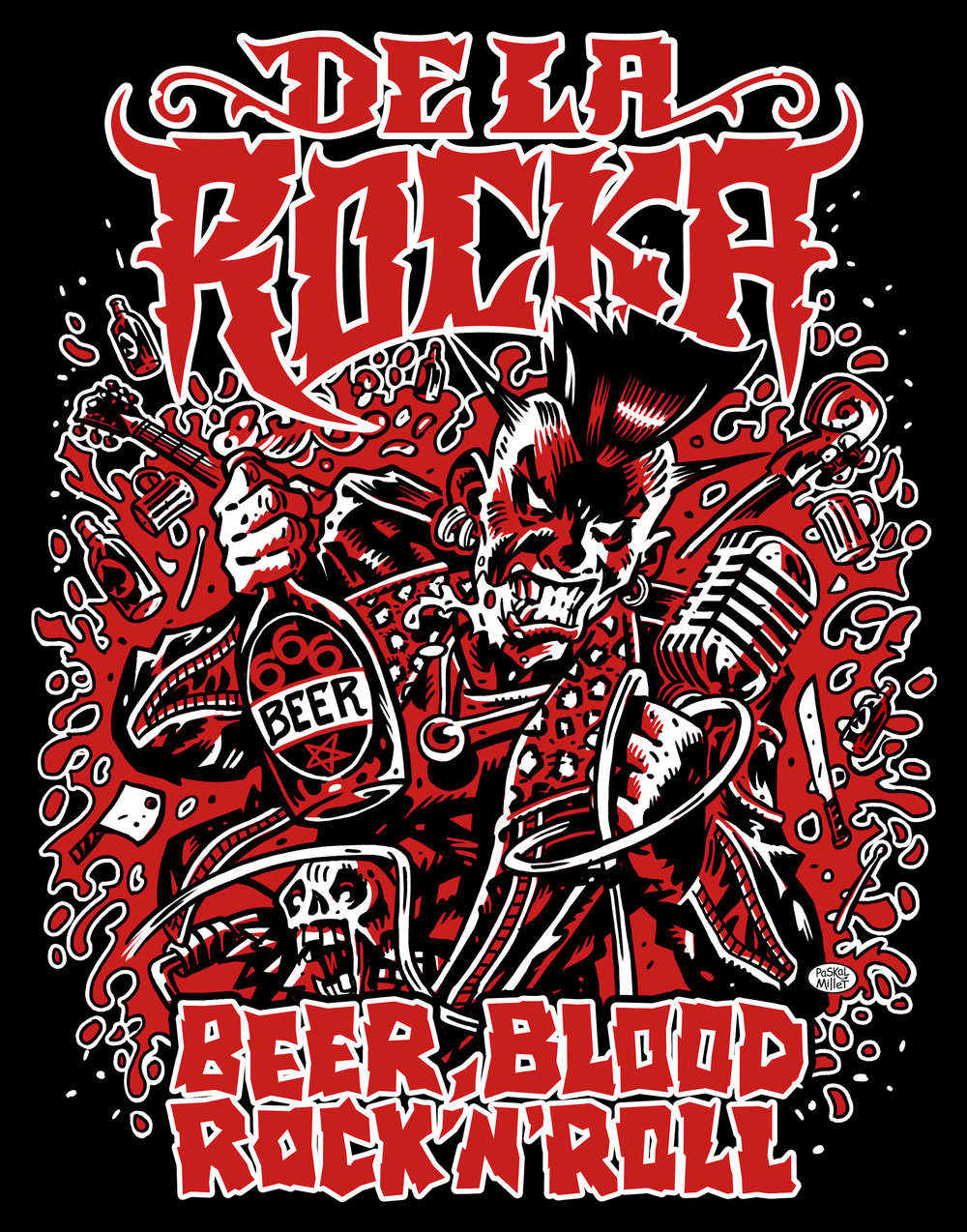 DE LA ROCKA BEER, BLOOD, ROCK'N'ROLL (T-SHIRT)