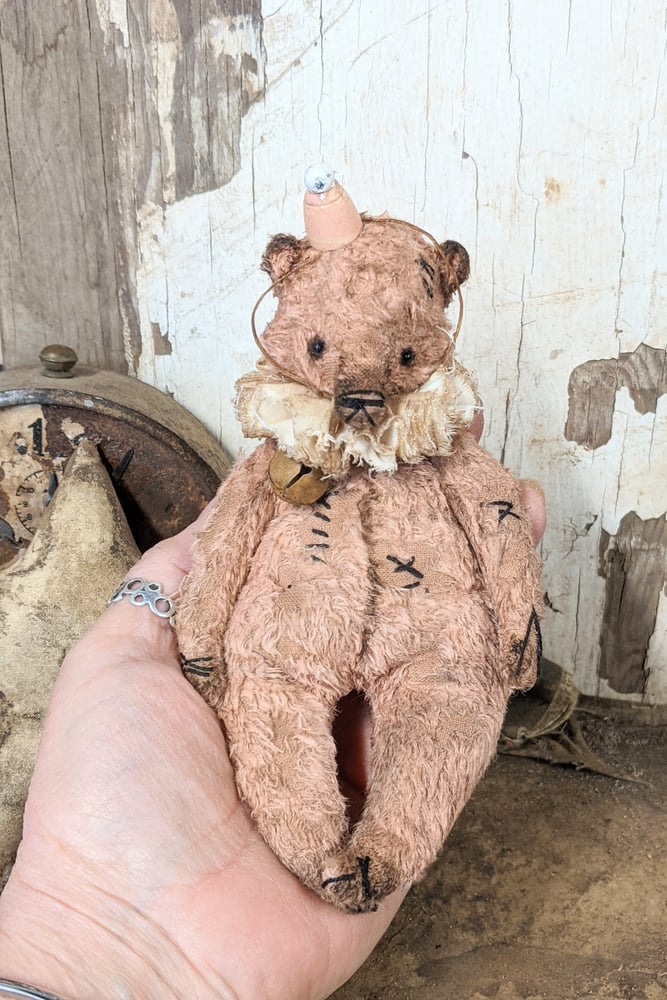 Image of NEW DESIGN - 6"  -  Shabby little Old Worn PINK Teddy Bear by Whendi's Bears