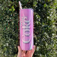 Pink diet soda 20oz stainless steel tumbler with lid and straw
