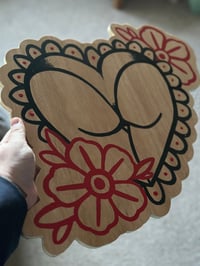Hand Painted Old School Bum and Roses Wall Hanger | Wall Art Tattoo Studio Signpaint
