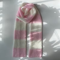 Image 1 of Pink and White Stripe Scarf