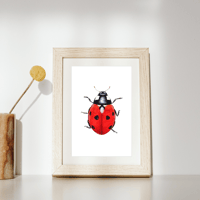 Image 3 of Ladybug Watercolor Illustration PRINT 