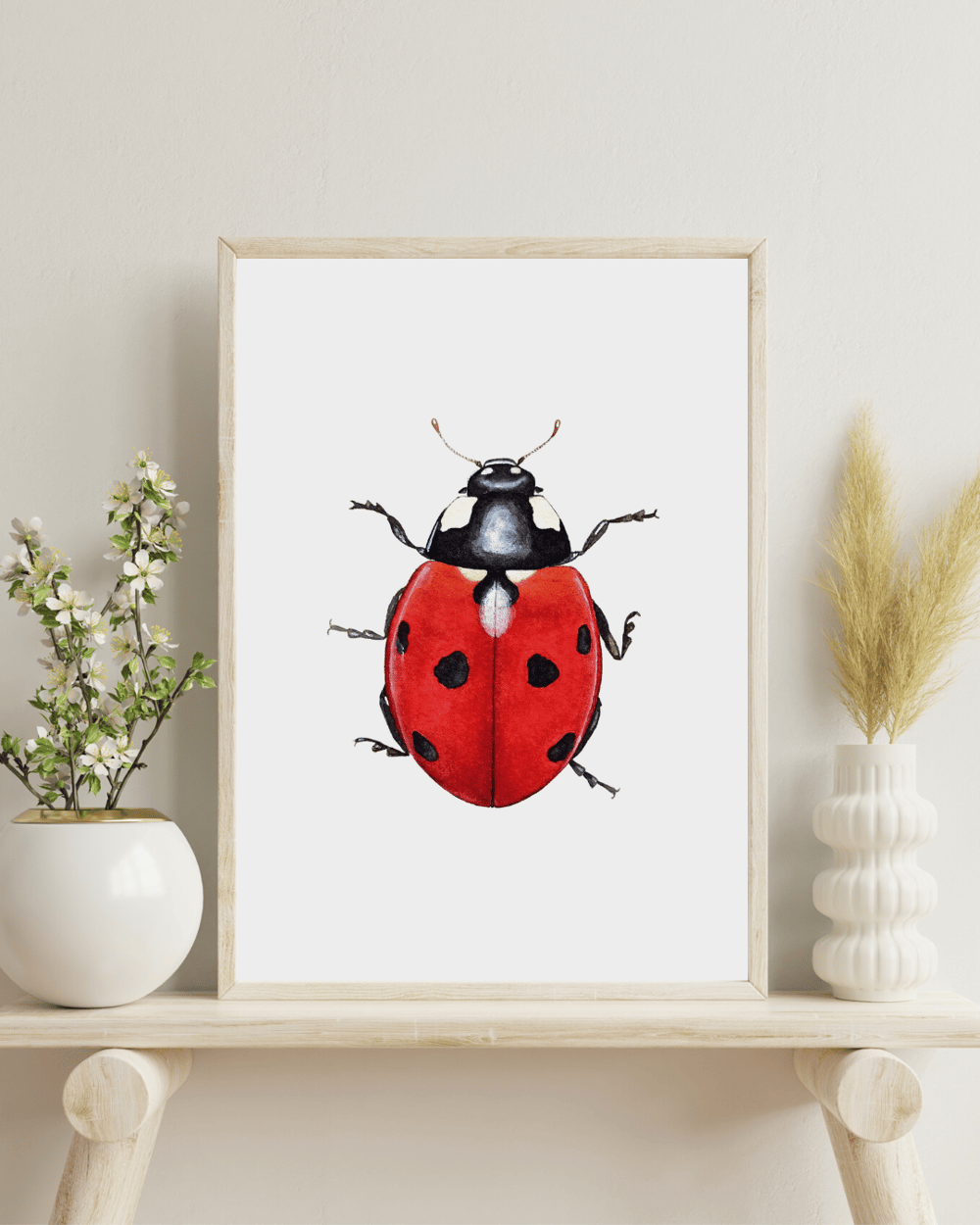 Image of Ladybug Watercolor Illustration PRINT 
