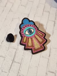 Image 3 of Evil Eye Pin - Hand Painted Wood