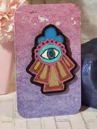 Image 1 of Evil Eye Pin - Hand Painted Wood