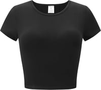 Women's Short Sleeve Crop Tops Basic Crew Neck Shirts