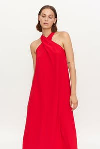 Image 4 of Vestido largo cuello halter rojo