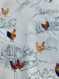 Image 3 of Loneta - Gallinas - Blanco/Azul/Ocre - 8€/m